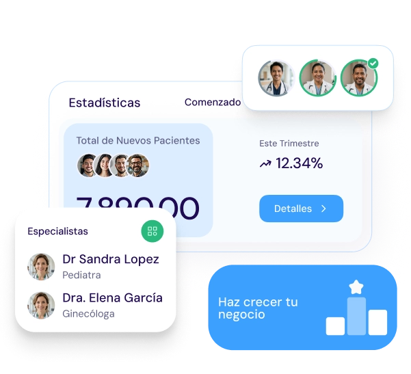 Dashboard de estadísticas, especialistas y métricas de negocio en Ekinmed