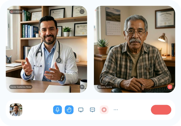 Videollamada entre médico y paciente en Ekinmed